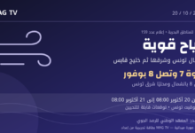 بطاقة نشرة الرياح البحرية عدد 159: قوة 7 إلى 8 بوفور، صالحة من 20 أكتوبر الساعة 08:00 إلى 21 أكتوبر 2026 الساعة 08:00 بتوقيت تونس.